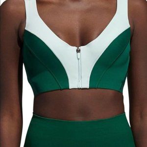 adidas Ivy Park Medium Support Zip Bra Green Tint/Dark Green (Size M)